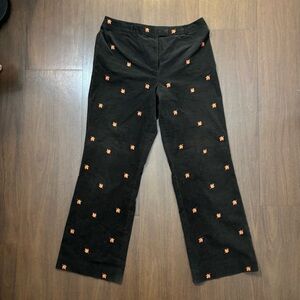 Brook Brothers Women's Corduroy Maple Embroidered Pants Size 14